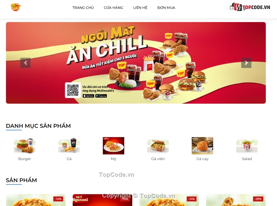 Website đồ ăn,Website đồ ăn nhanh,website bán hàng,thương mại điện tử